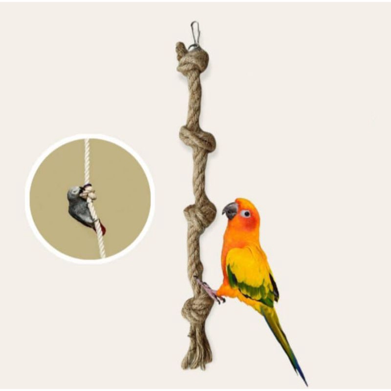 Bird Perch Toy Parrot Cotton Rope Chewing Bar Cage Stand Spiral With Bell  50cm