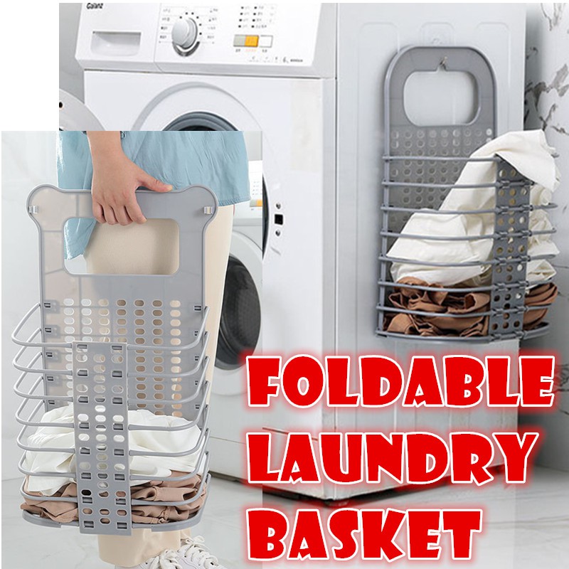 《SG Local stock》Foldable Hanging Laundry Basket / Washing machine rack ...