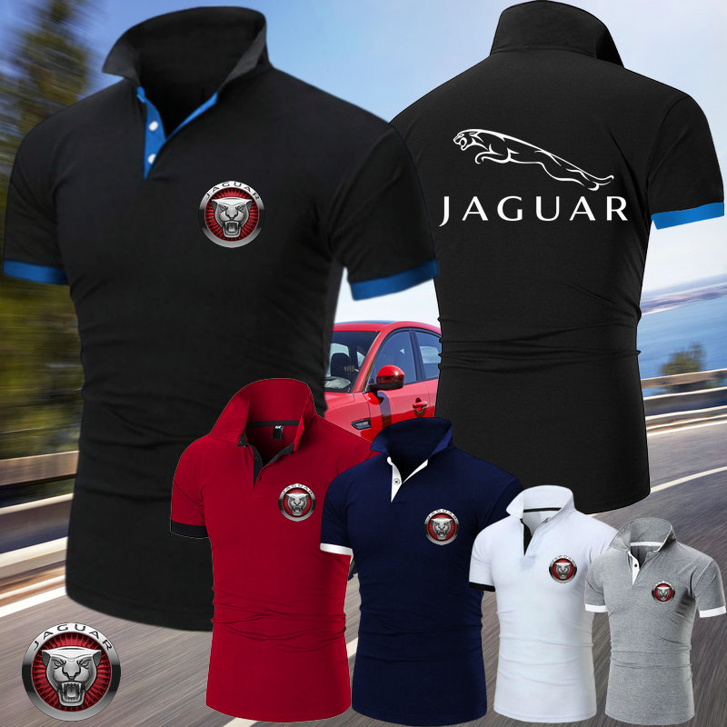 Ready Stock Summer Fashion Jaguar Golf  Plain Polo Shirt Men T Shirt High Quality Lapel Collar Cotton Top Tee men clothing Plus size