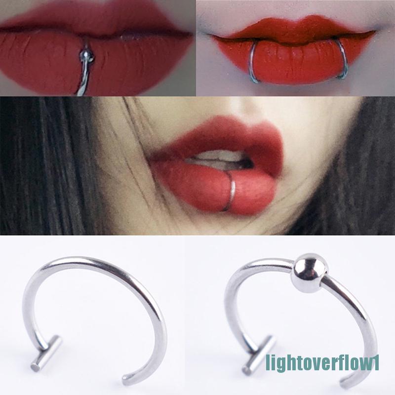 lightoverflow1 Women Lips Rings Nose Ring Piercing Clip mouth Ring Fake Piercing Body Clip Hoop Shopee Singapore