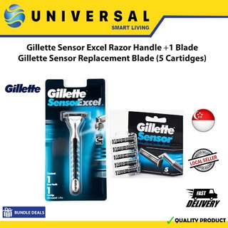 Gillette Sensor Excel 10 Blades + Shaver with 3 Replacement Blades