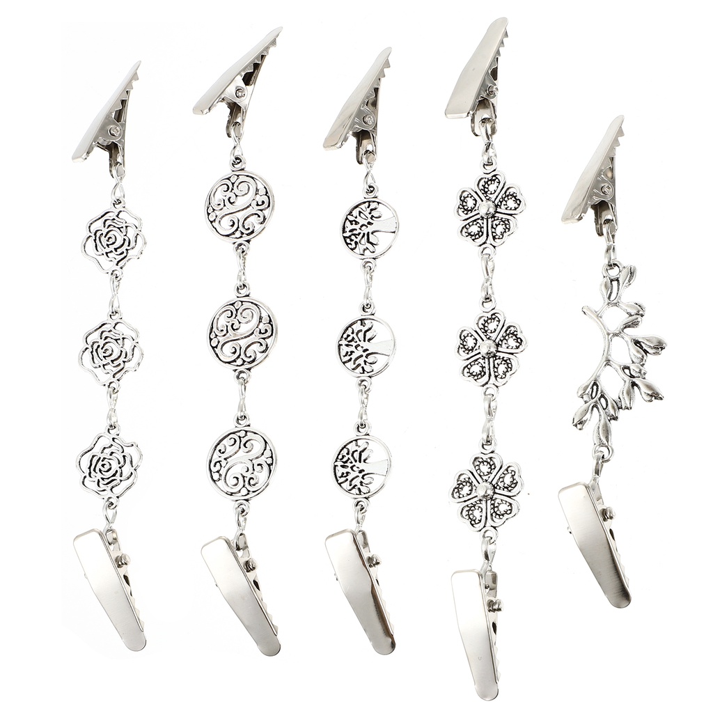 5pcs Clothing Clips Vintage Fashion Women's Opening Clips Sweater Chain