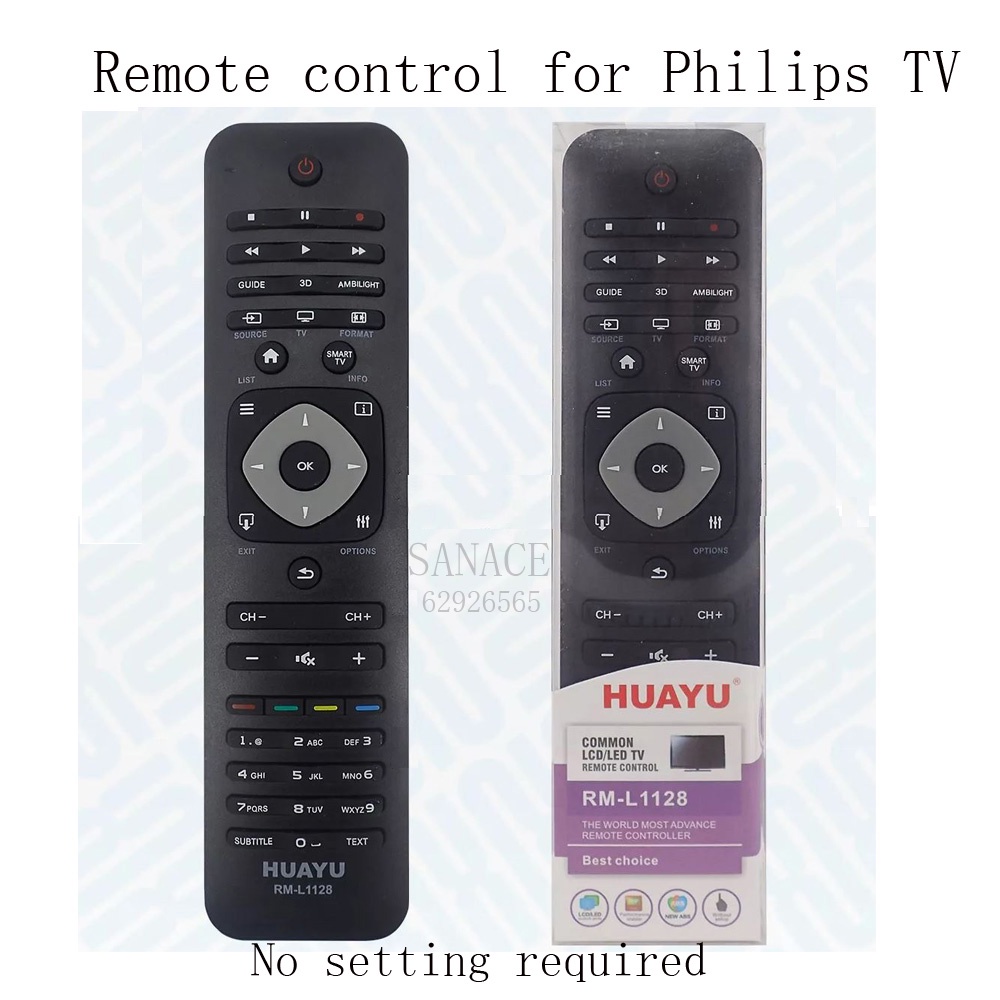 Philips TV remote control replacement, no setting requiredRML1128