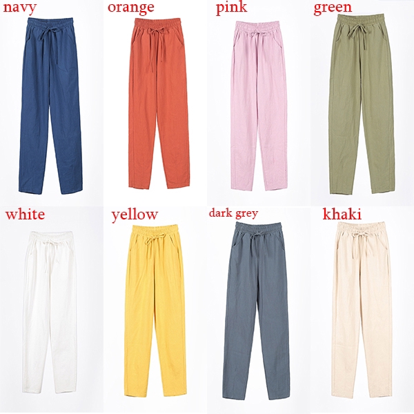 Multi Color New Fashion Women Trousers Female Cotton Loose Casual