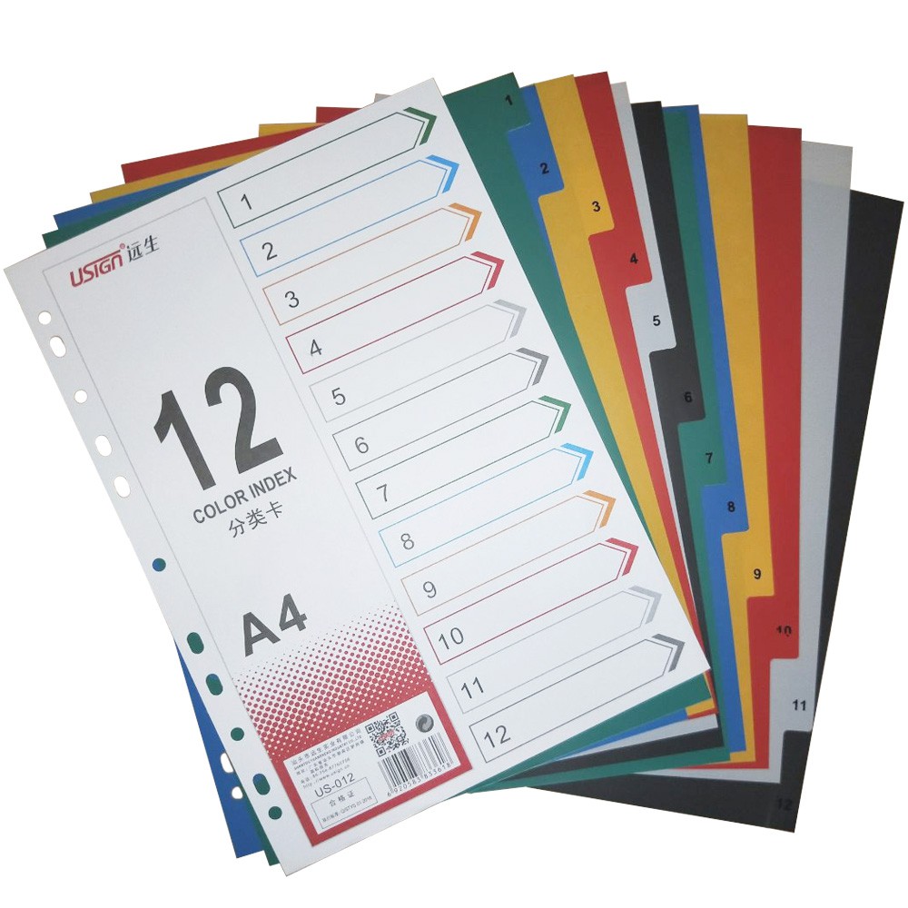 USIGN A4 File Color Index Divider 5/10/12 | Shopee Singapore