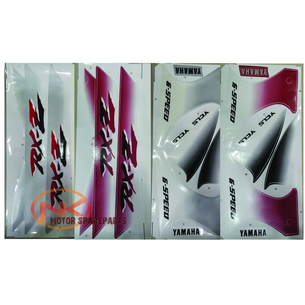 Yamaha Rxz (8) Yahoo 100% (Runcing) Sticker Body Stripe set Red, Black ...
