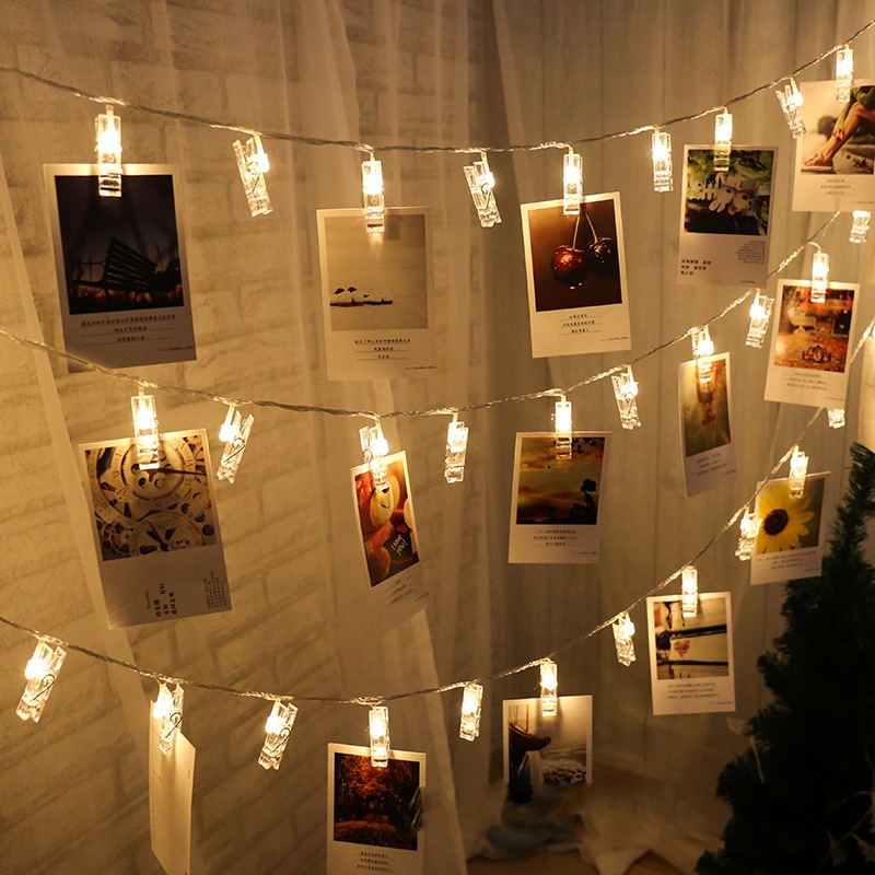 Photo Clip String Lights, Battery Powered Fairy lights 10/20/30 LEDs LED Fairy String Lights with Clear Clips for Hanging Pictures, Photo String Lights with Clips - Perfect Dorm Bedroom Wall Decor Wed