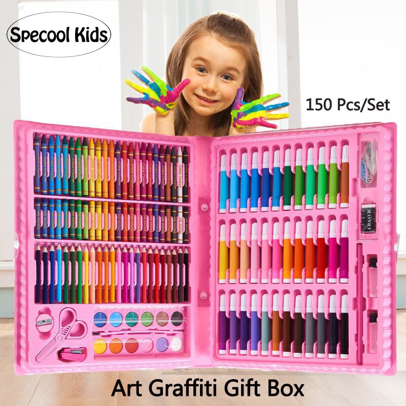 Specool® 150/208Pcs Set Children Color Pens Marker Art Set   Crayon Water Chalk Kids  toys  birthday gifts