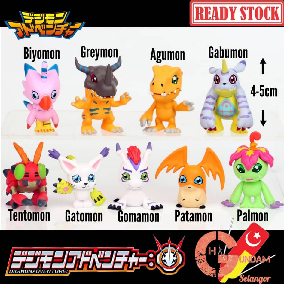 Digimon Monster Adventure Small Ornaments 9 pcs - Biyomon Greymon ...