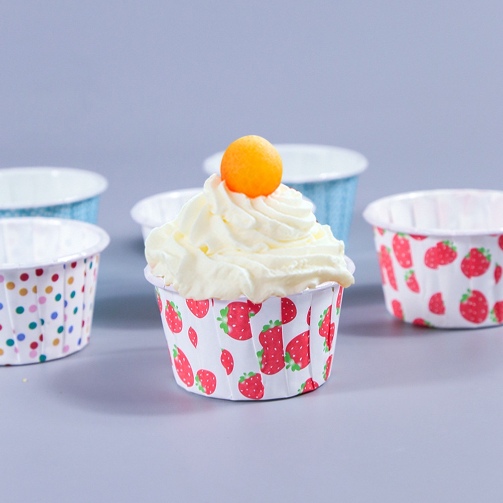100pcs Paper Ice Cream Cups Disposable Cake Cup Dessert Bowls Party  Supplies for Baking Wedding Birthday (Colorful Dots)