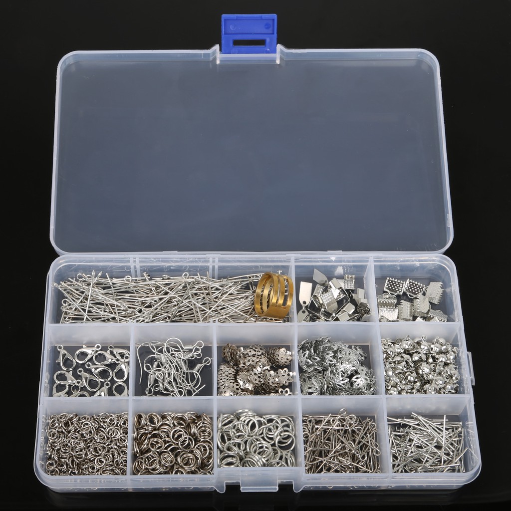 Jewelry Tool Suite Lobster Clasps Ears Hooks Jump Rings Tail Chain Bell T Pins Needles DIY Jewelry Findings Making Box Beads Kit