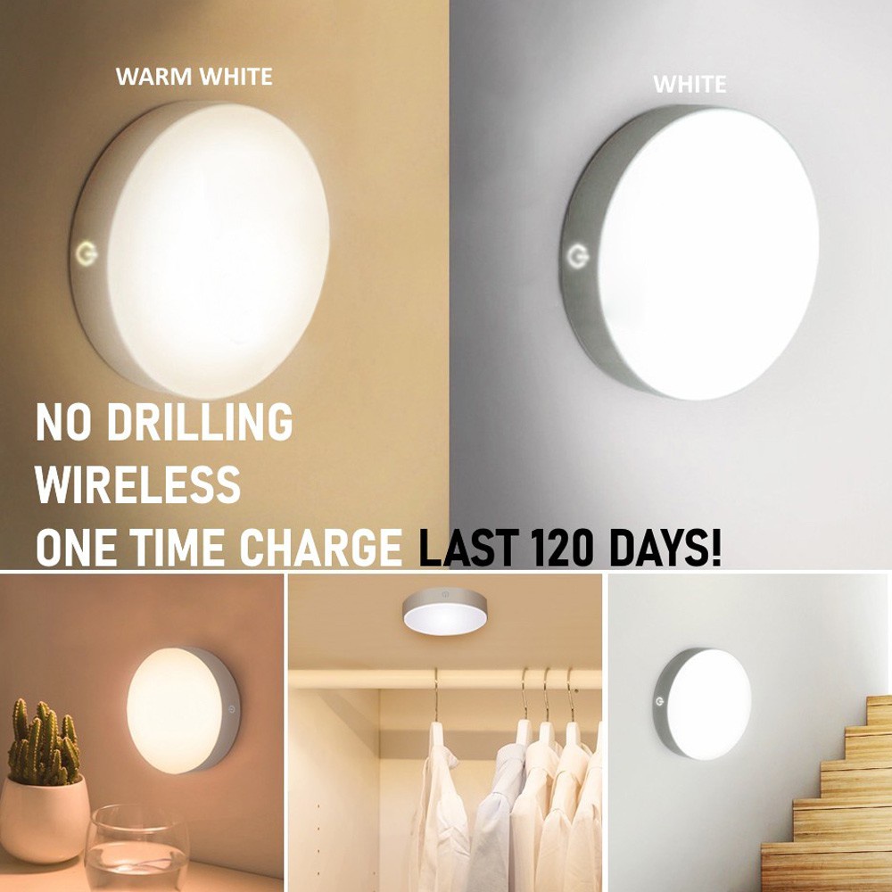 Rechargeable Motion Sensor Night Light Magnetic Installation Wireless ...