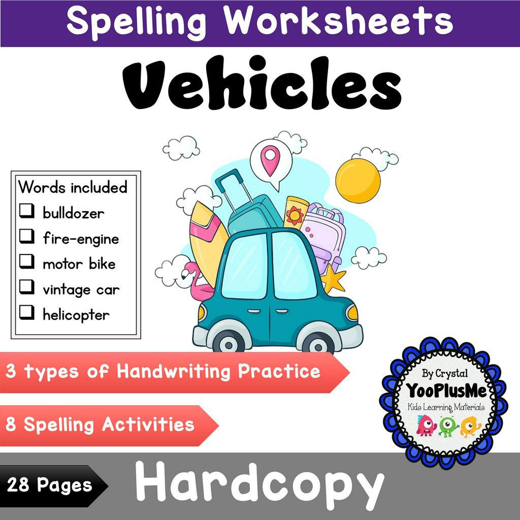 Spelling Worksheets on Vehicles Shopee Singapore