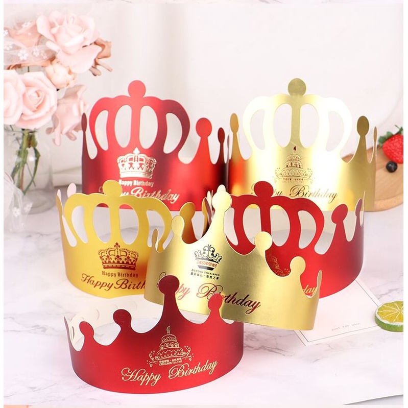 5pcs Kids Adults Happy Birthday Paper Hats Prince Princess Crown Party ...