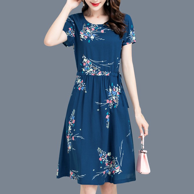 New Arrivals Women's Floral Dresses Plus Size Short Sleeve Dress Female