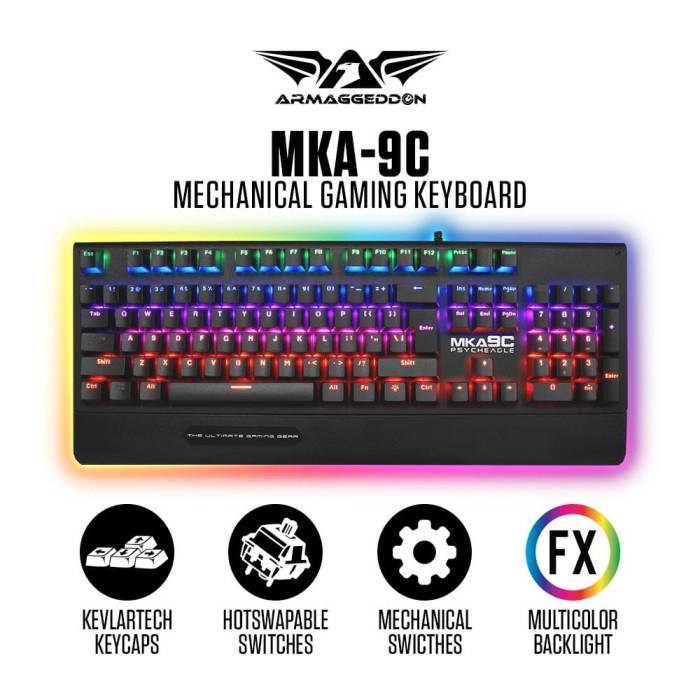 Armaggeddon MKA-9C Gaming Keyboard Mechanical Blue Switch MultiColour ...