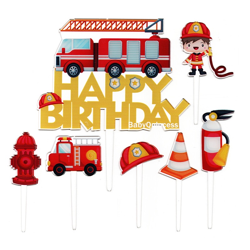 Rescue Fire Engine Acrylic Cake / Cupcake Topper Decoration | Shopee ...