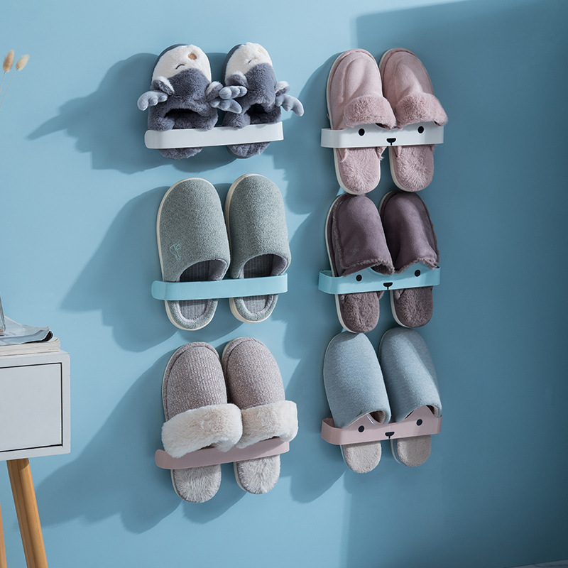 【Ready Stock】Bathroom Slipper Rack Shoe Storage Rack Non-Marking Wall ...