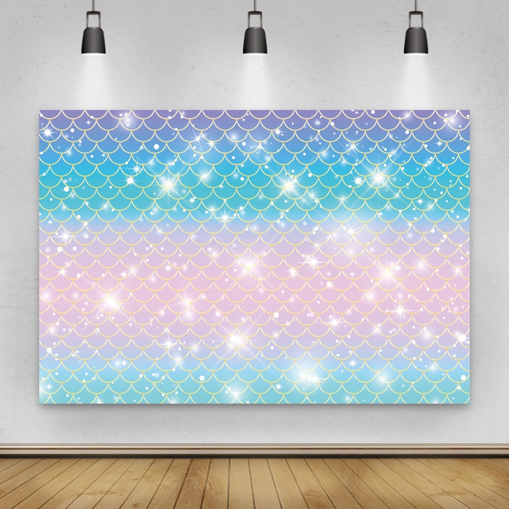 Mermaid Backdrop Photography Baby Birthday Party Banner Seabed Shell ...