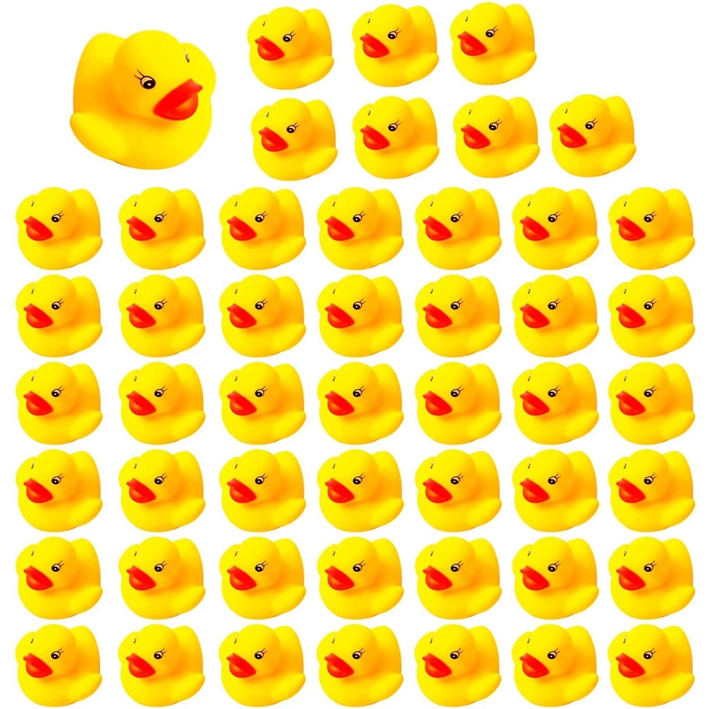 50/100pcs Squeaky Rubber Duck Duckie Float Bath Toys Baby Shower Water ...