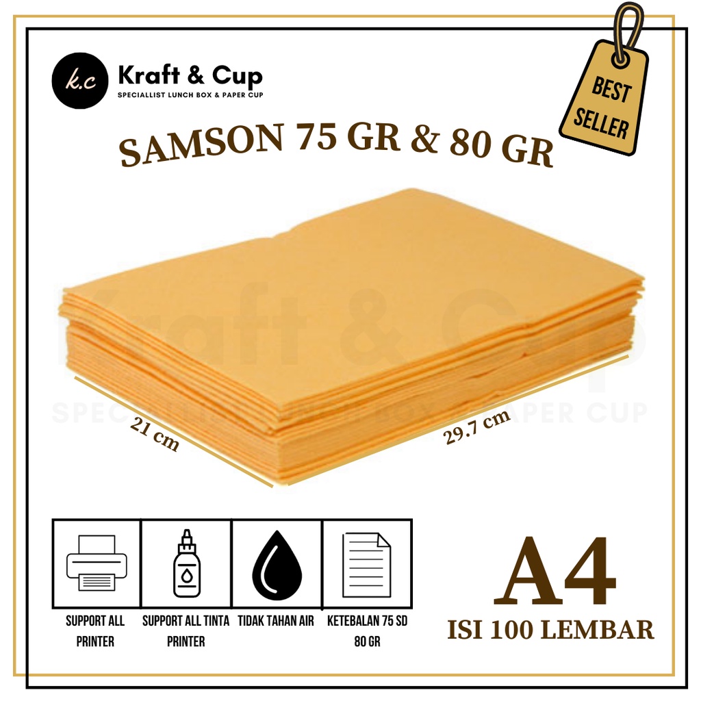 A4 Samson Paper Contents 100 Sheets / A4 Chocolate Samson Paper / Brown ...