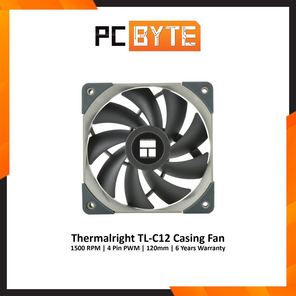Thermalright TL-C12 - Casing Fan (120mm / 4-Pin PWM / 1500 RPM / Grey ...
