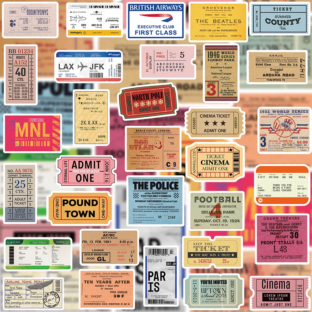 Old Ticket Stubs Retro Stickers Luggage Decoration Graffiti Sticker ...