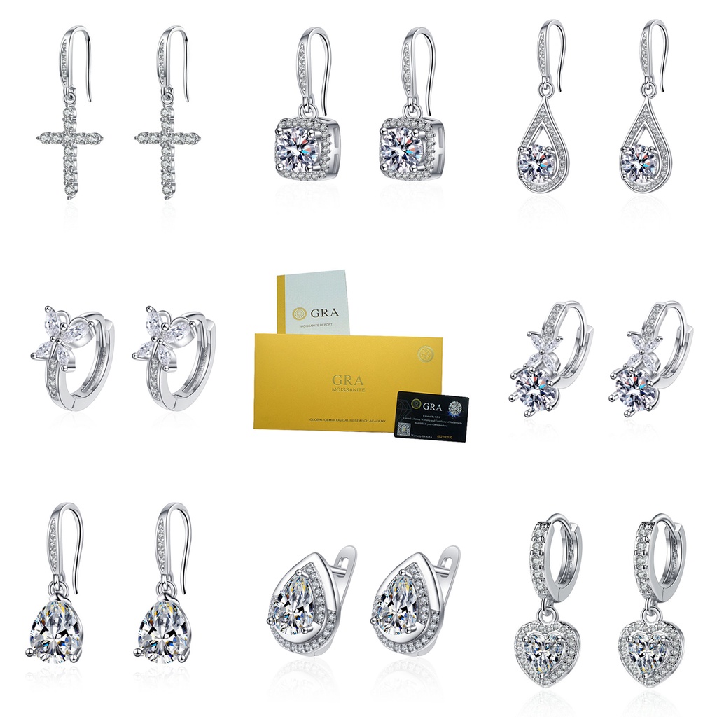 [with Gra Certificate]S925 Silver Moissanite Earrings Fashion Long White Diamond Earrings Elegant Jewelry