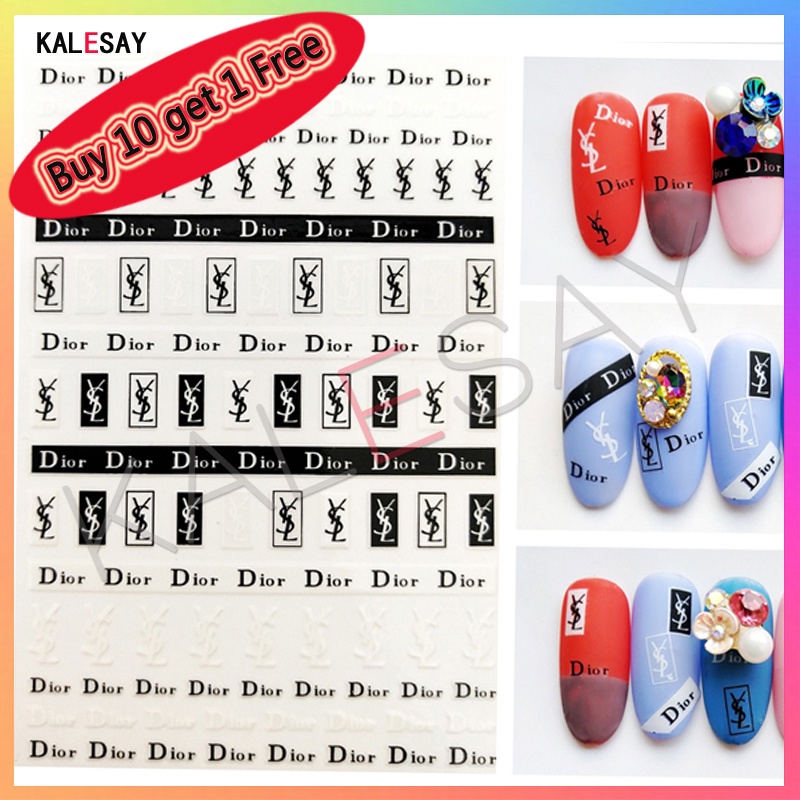 Luxury branded nail sticker black and white Nail sticker decals for