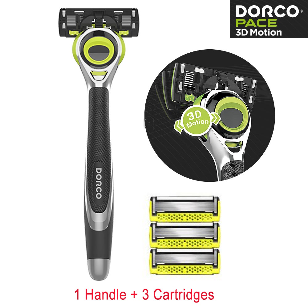 Dorco Pace Plus Power Six Blade Power Razor System with Trimmer (12 Cartridges (No Handle))