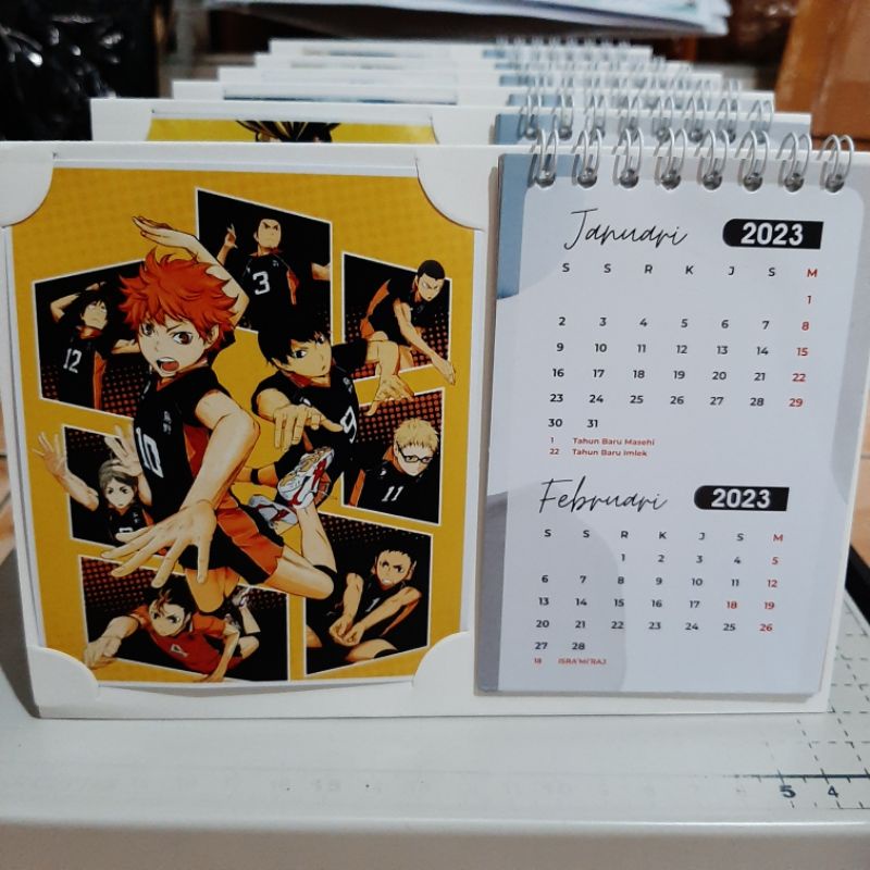 Sitting Calendar 2025 Anime, jujutsu kaisen, one piece, bokuno hero