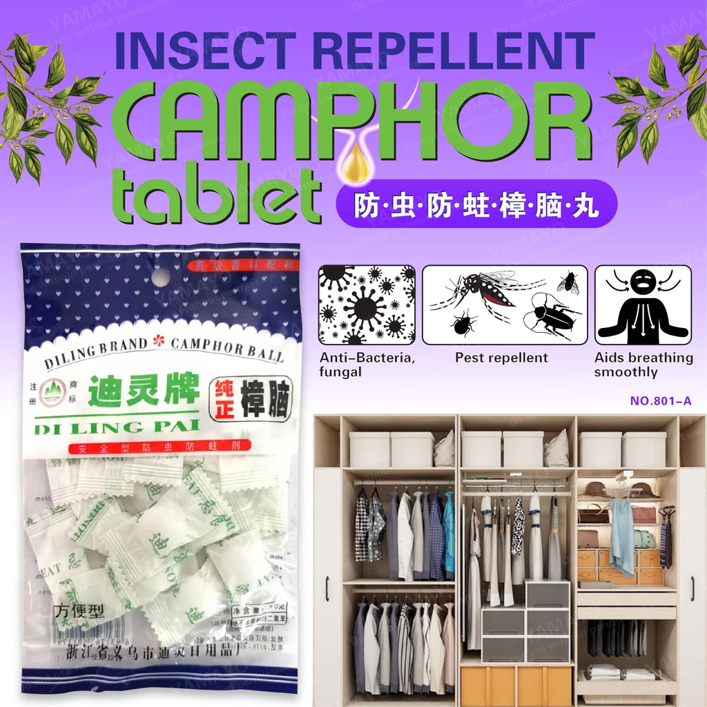 DILING Natural Camphor Ball Tablet Nontoxic Aromatherapy Deodorant
