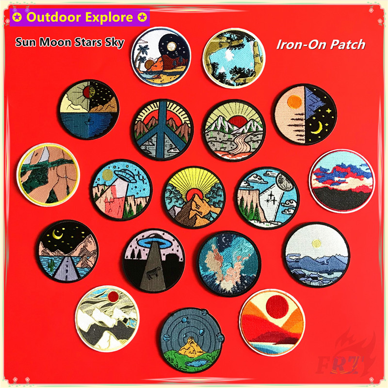 Outdoor Explore - Sun Moon Stars Sky Iron-On Patch ♚ 1Pc DIY Sew on ...