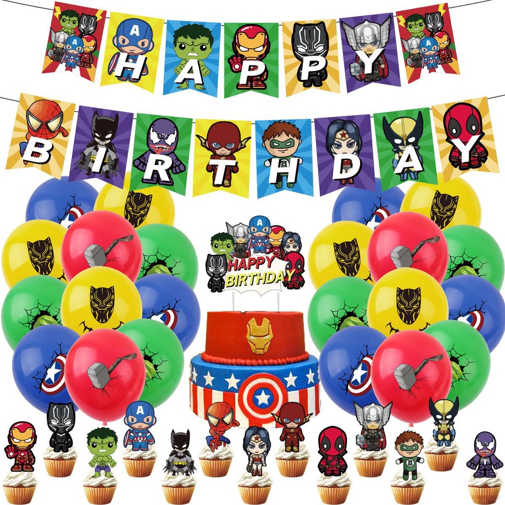 New DC Marvel Superhero Theme The Avengers Birthday Party Decoration ...