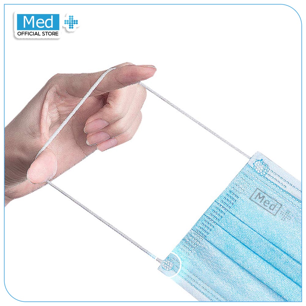 Med+ Masker 3Ply Hijau/Biru/Putih/Hitam/Pink 50 Pcs / Masker 3Ply Kemenkes Disposable Face Mask - Gambar 3