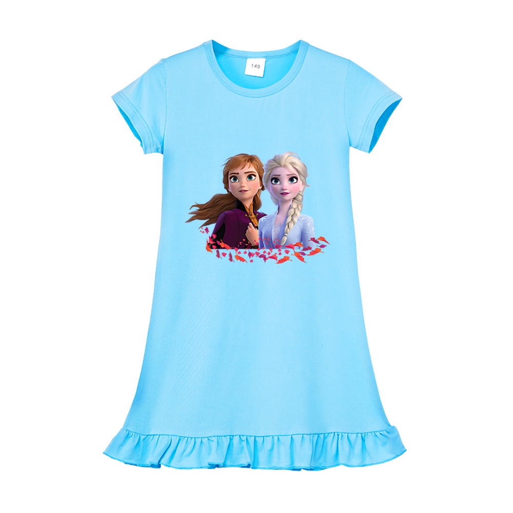 Frozen Elsa Casual Dress Sleepwear Little Girls Cartoon Printed Baby