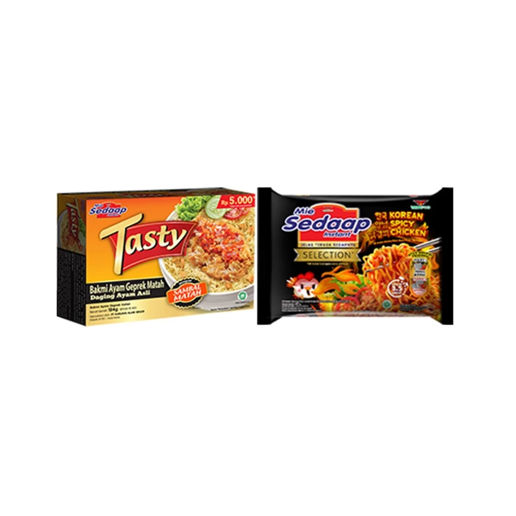 Sedaap Tasty Ayam Geprek 124 gr + Mie Sedaap Cup Korean Spicy Chicken - Gambar 2