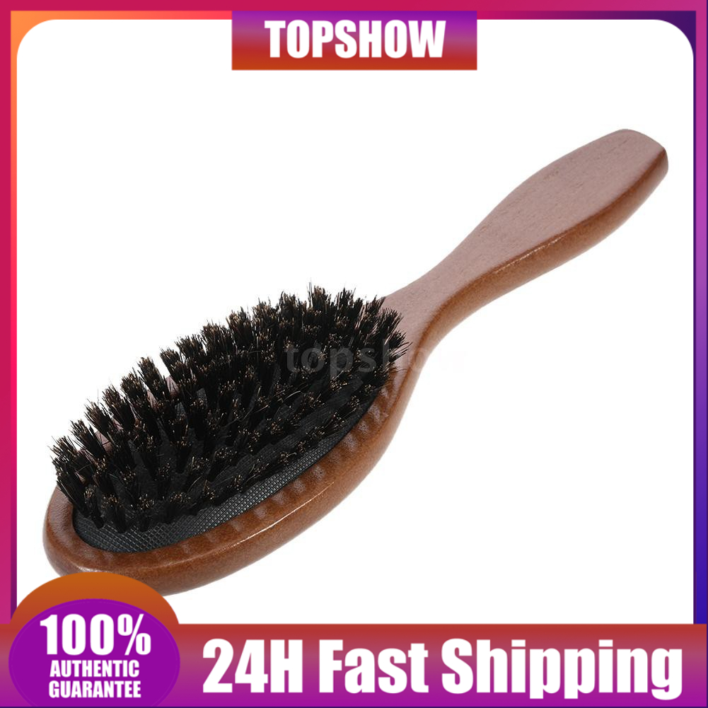 Natural Boar Bristle Hair Brush Comb Oval Antistatic Paddle Hair
