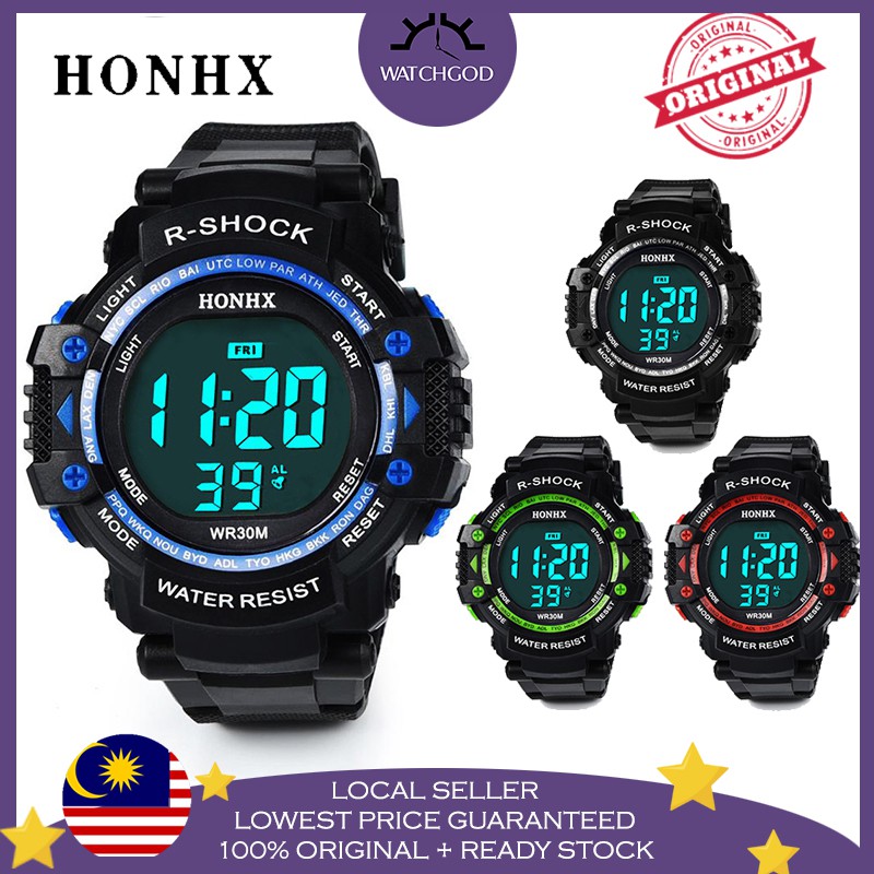 HONHX R SHOCK Sports Digital LED Men Women Watch Jam Tangan Lelaki Wanita Perempuan Shopee Singapore