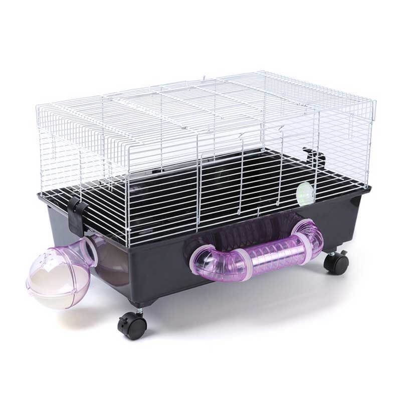 Trustie Hamster Cage Rectangle With Wheels Black 60x35x33cm Shopee Singapore