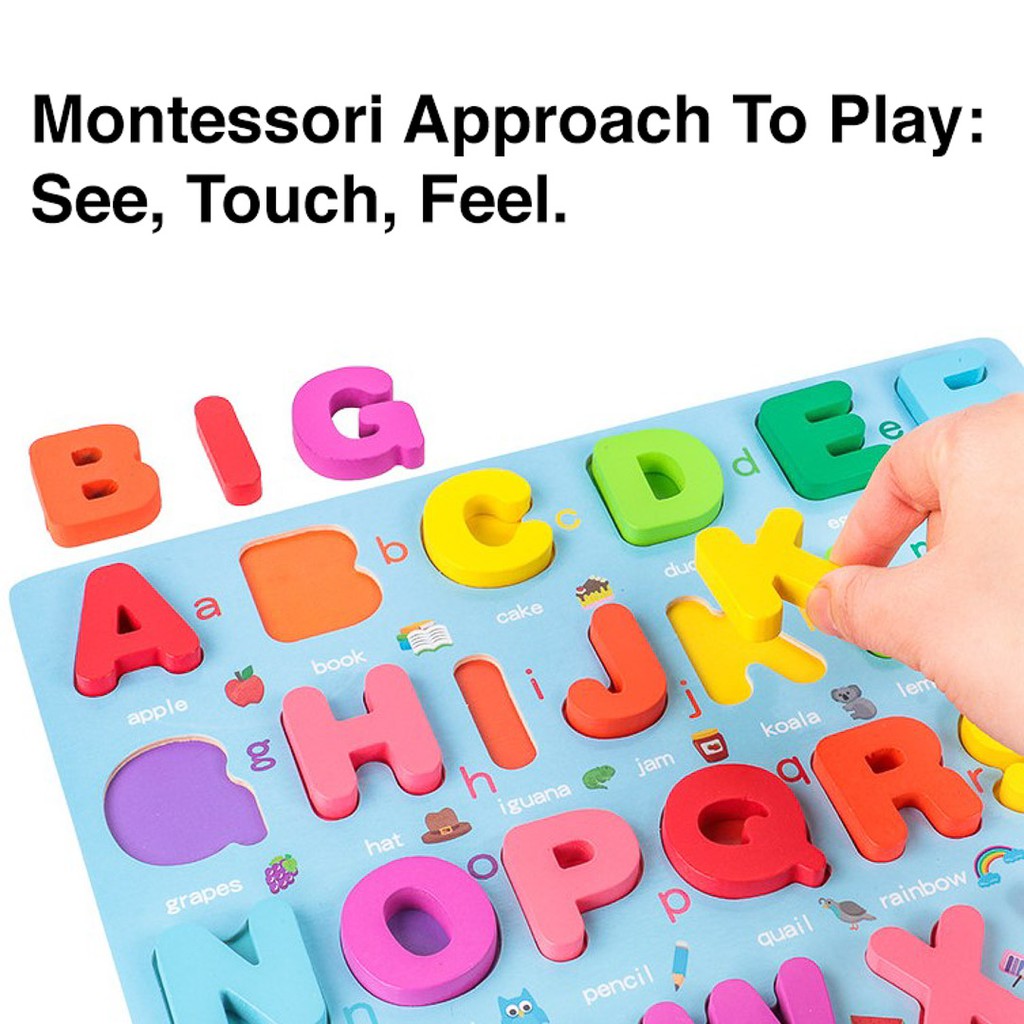 Montessori Educational Toy Wooden Toy Alphabet Numbers Shape Sorter