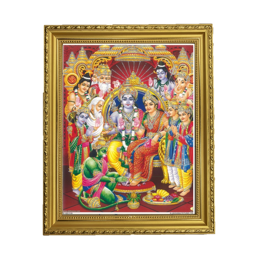 Satvik Lord Ram & Goddess Sita Mata Family Photo, Designer Wooden Photo ...