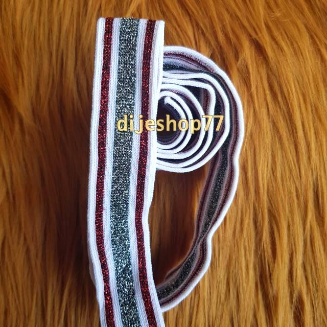 5 METER ROLL Ribbon premium Thick silver/lis Rib 2.5 cm Wide Korean ...