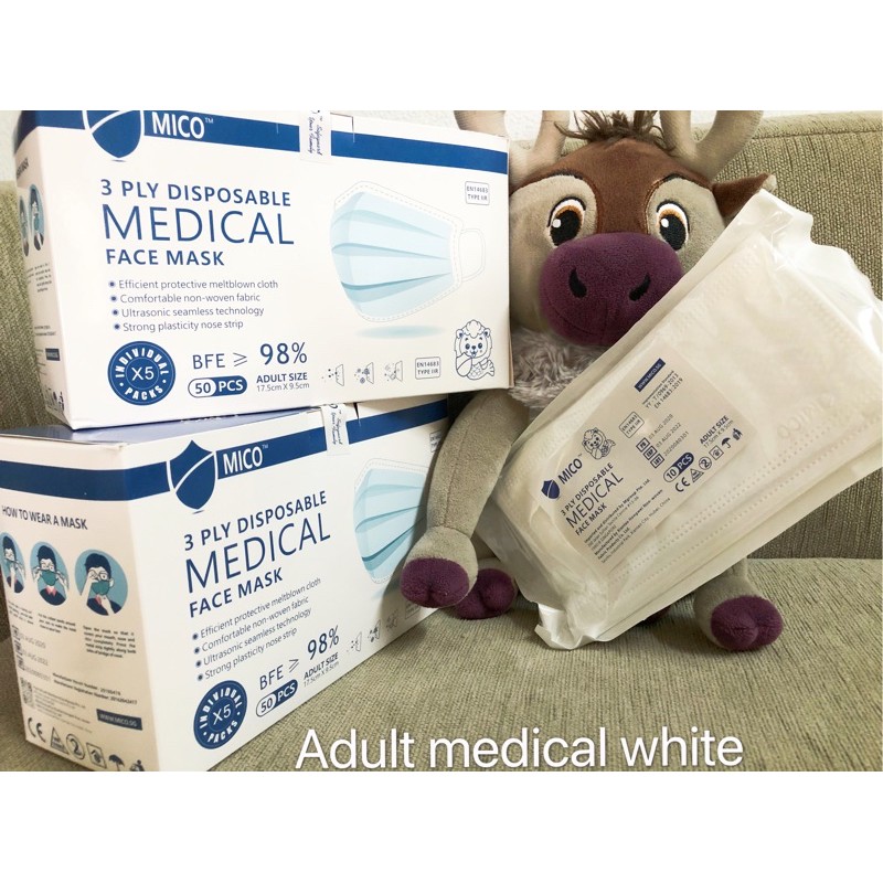 [SG BRAND] MICO Adult 3ply Medical Surgical Mask BEF>98 Disposable