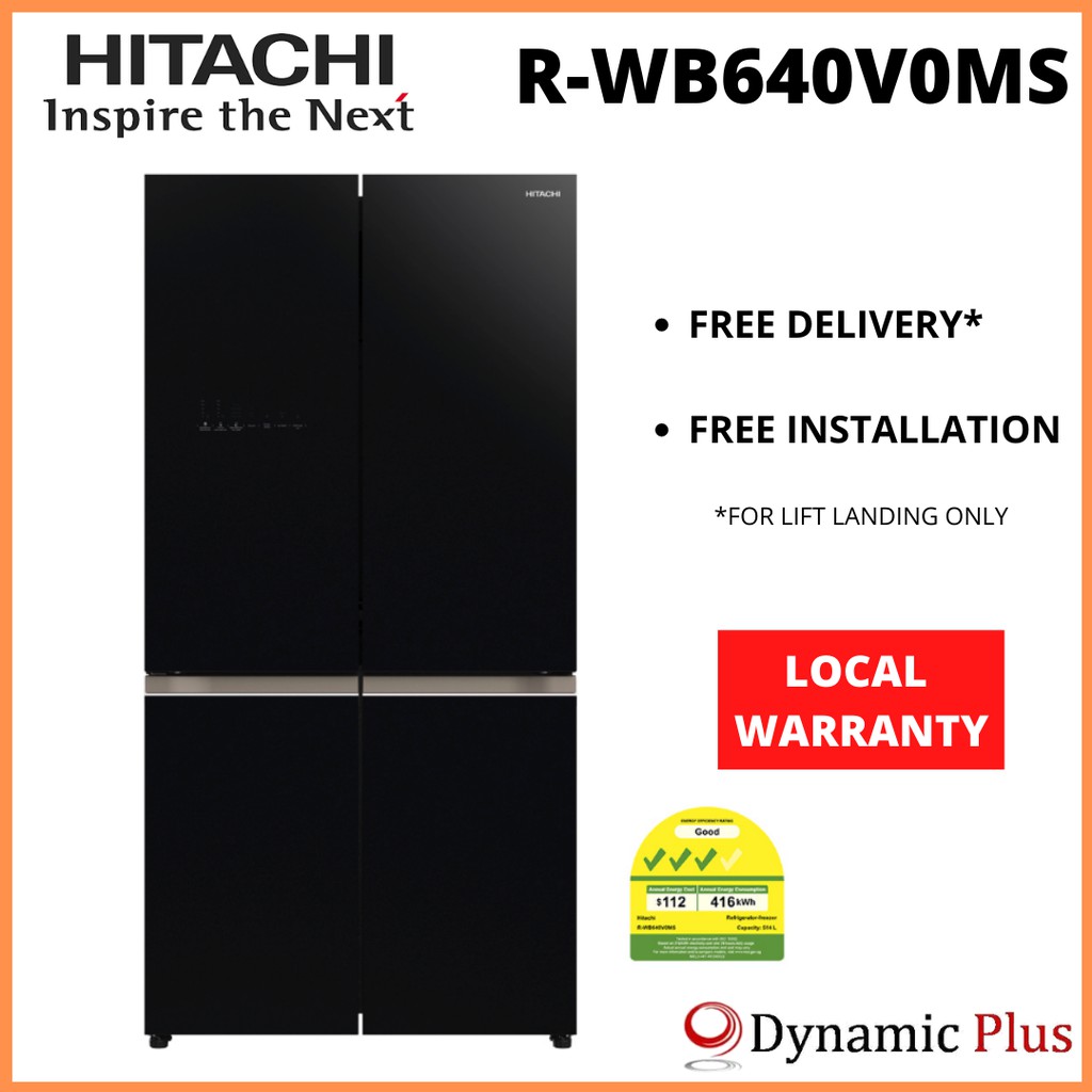 Hitachi RWB640V0MS Deluxe French Bottom Freezer Fridge 569L FREE 1.0L