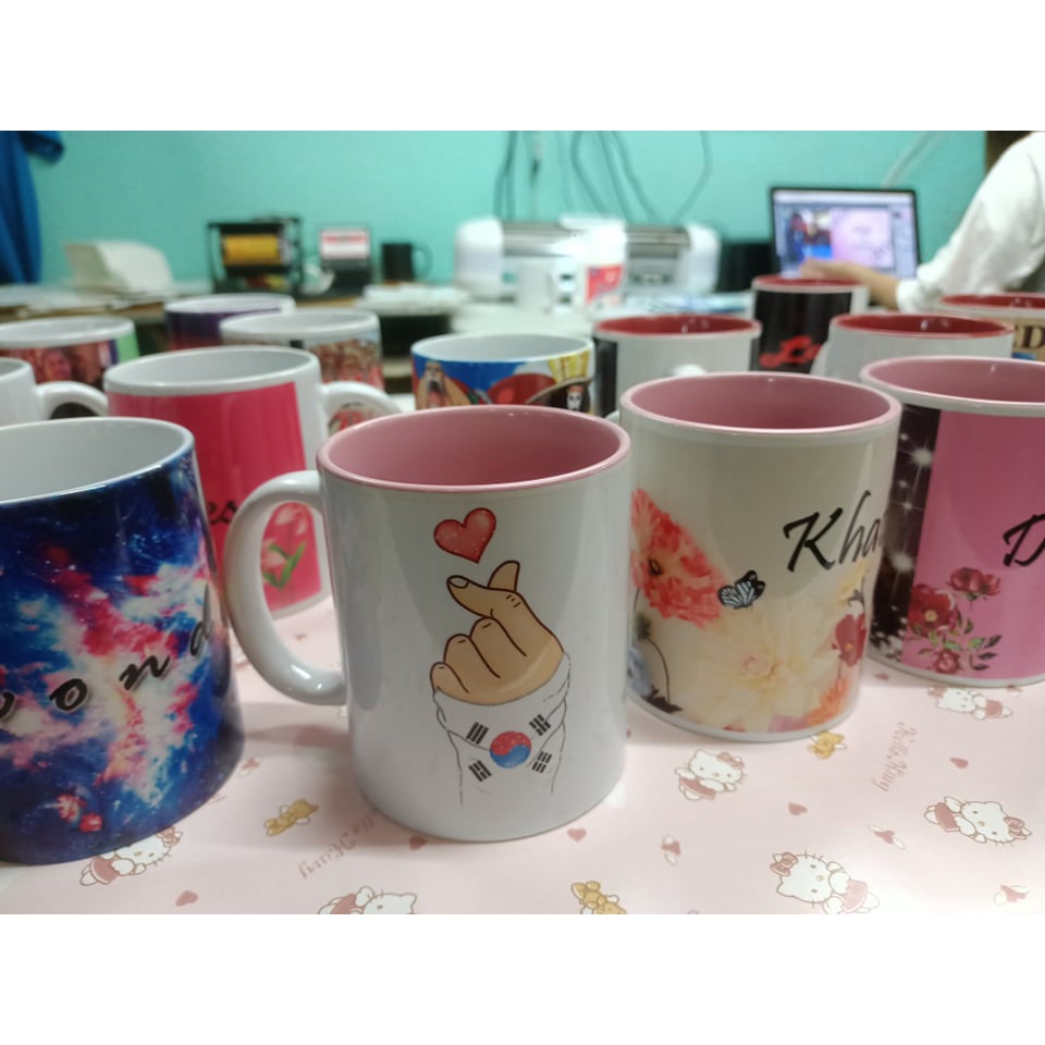 FREE LAYOUT CUSTOMIZED PLAIN WHITE W/ INNER COLOR MUGS | Shopee Singapore