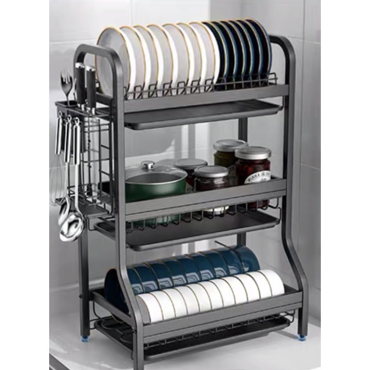 Premium Stainless Steel 304 Black Dish Rack 2 Tier 3 Tier | Shopee ...