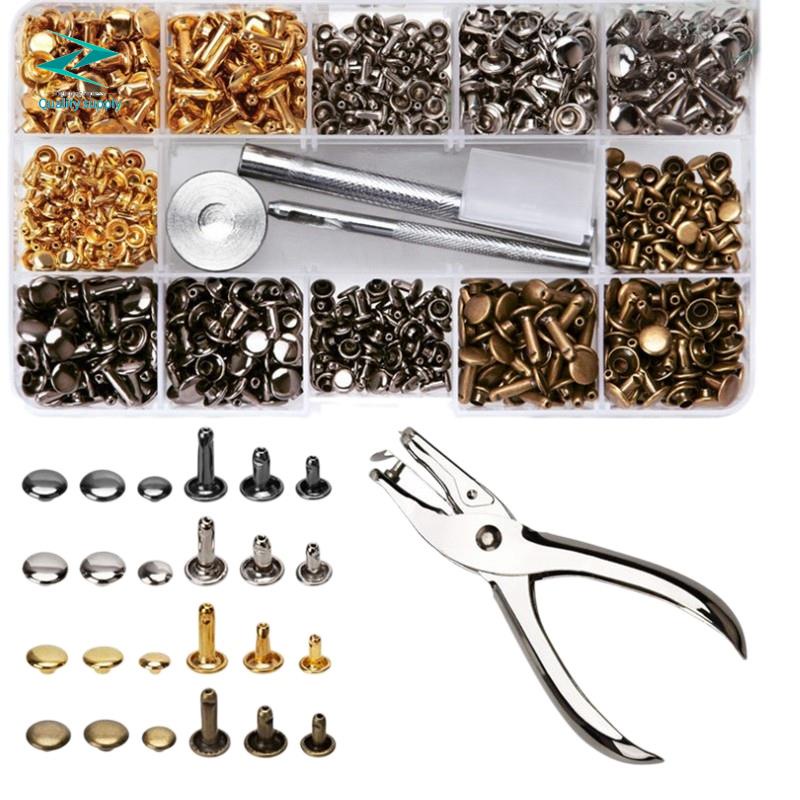 240Pcs/Set Leather Rivets Double Cap Rivet with 4Pcs Fixing Tools for ...