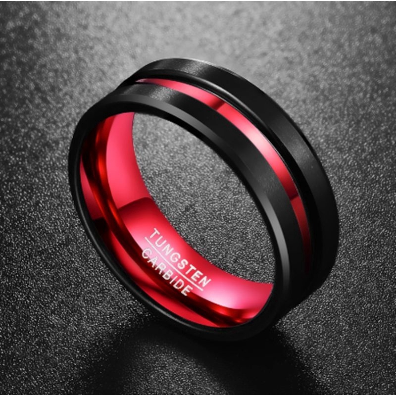 Red tungsten wedding bands sale