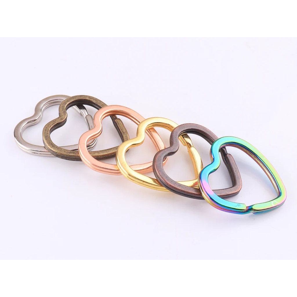 Heart Key Ring 1 1/4'' Double Jump Ring Love Split Key Charm Split ...